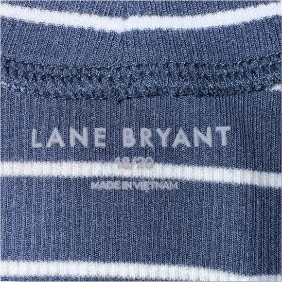 LANE BRYANT Classic Sleeveless Mock Neck Ribbed Tank - 18/20 Navy/White Stripe - Picture 10 of 14